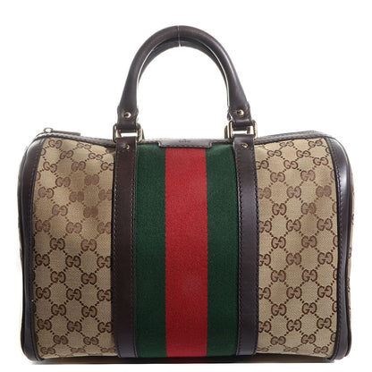 Gucci Monogram Vintage Web Medium Boston Dark Brown 1 of 9