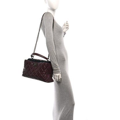 Chanel Aged Calfskin Quilted Tweed Portobello Tote Burgundy 2 of 10