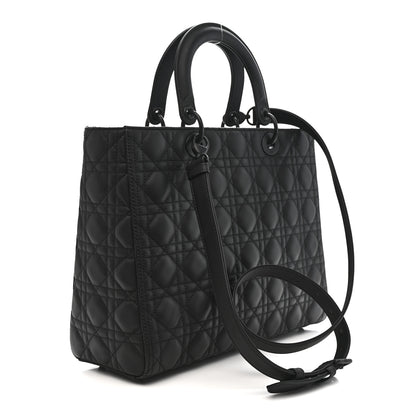 Christian Dior Ultra Matte Calfskin Cannage Large Lady Dior Black 3 of 10