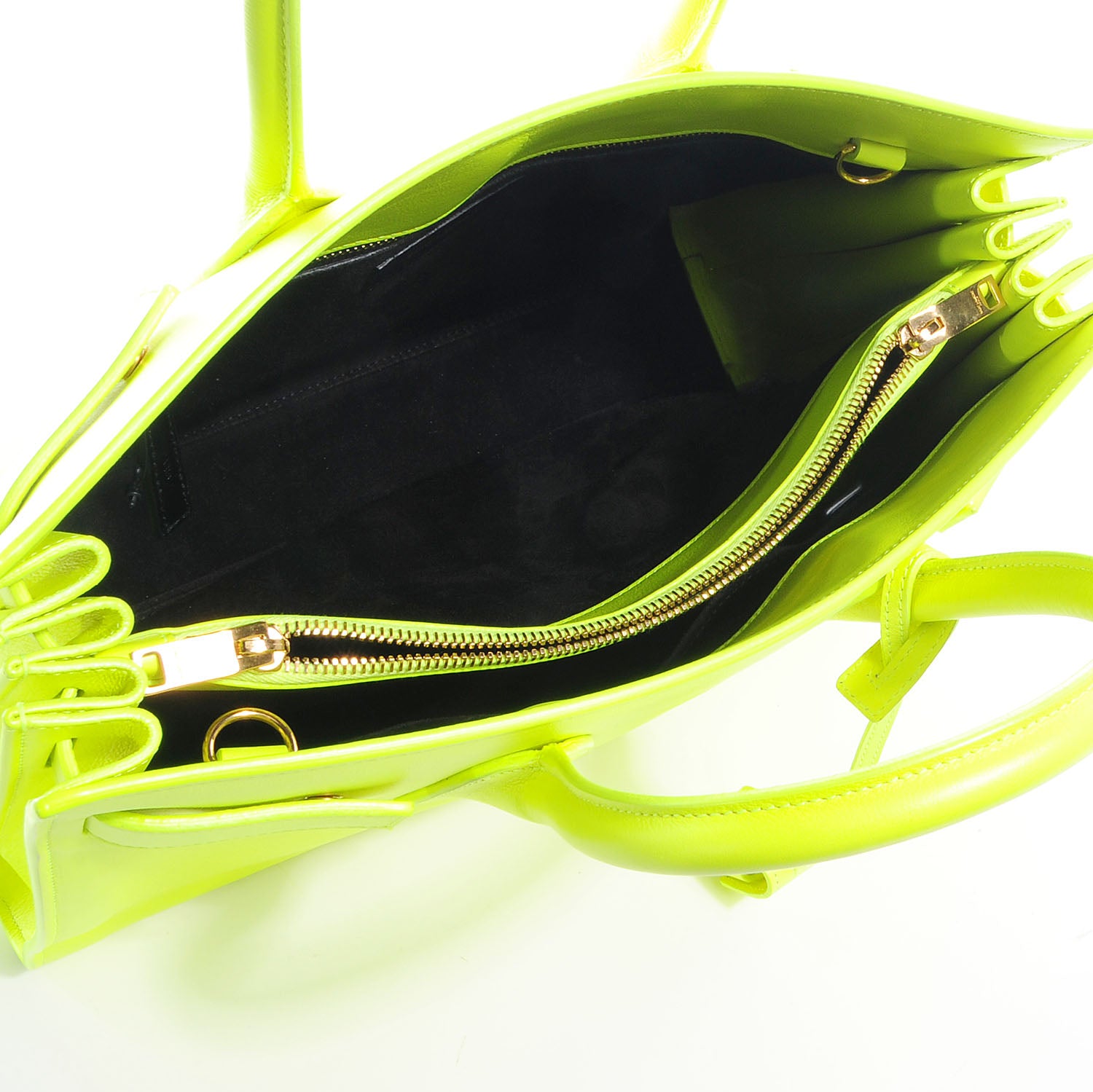 Saint Laurent Leather Small Sac de Jour Bag Neon Yellow 5 of 10