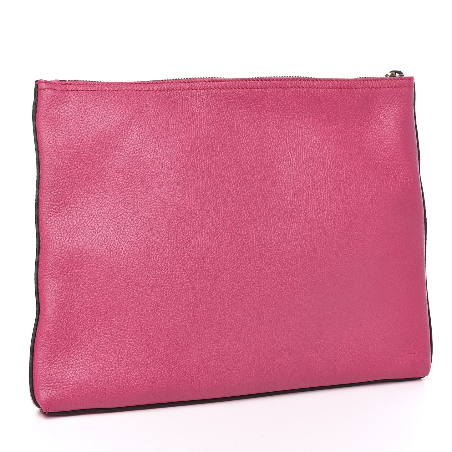 Pebbled Calfskin Medium Logo Portfolio Clutch Box Pink Green