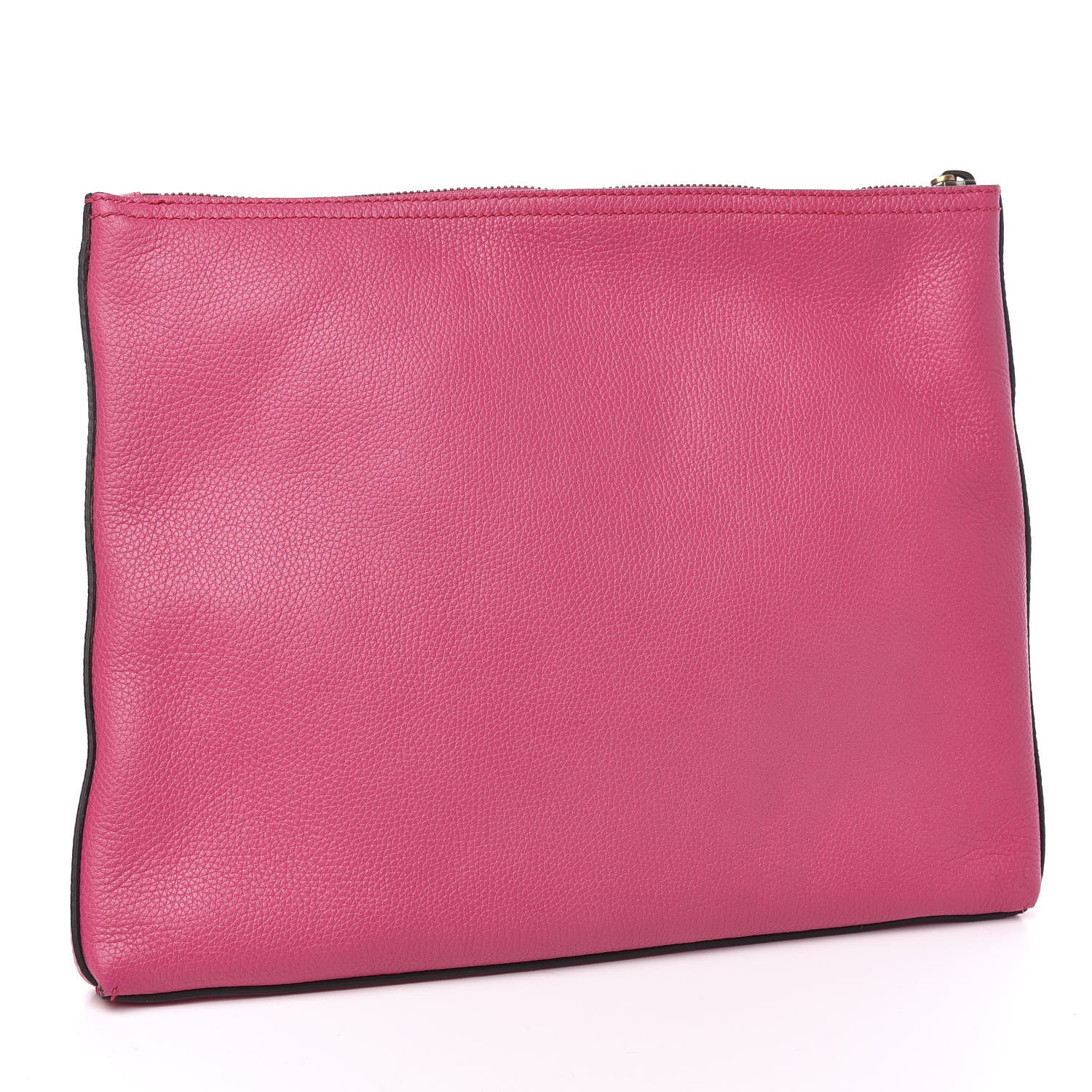 Gucci Pebbled Calfskin Medium Logo Portfolio Clutch Box Pink Green 3 of 7