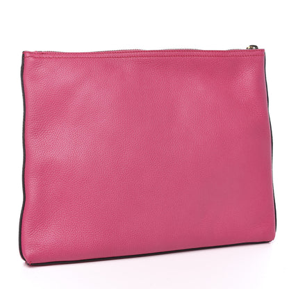 Gucci Pebbled Calfskin Medium Logo Portfolio Clutch Box Pink Green 3 of 7