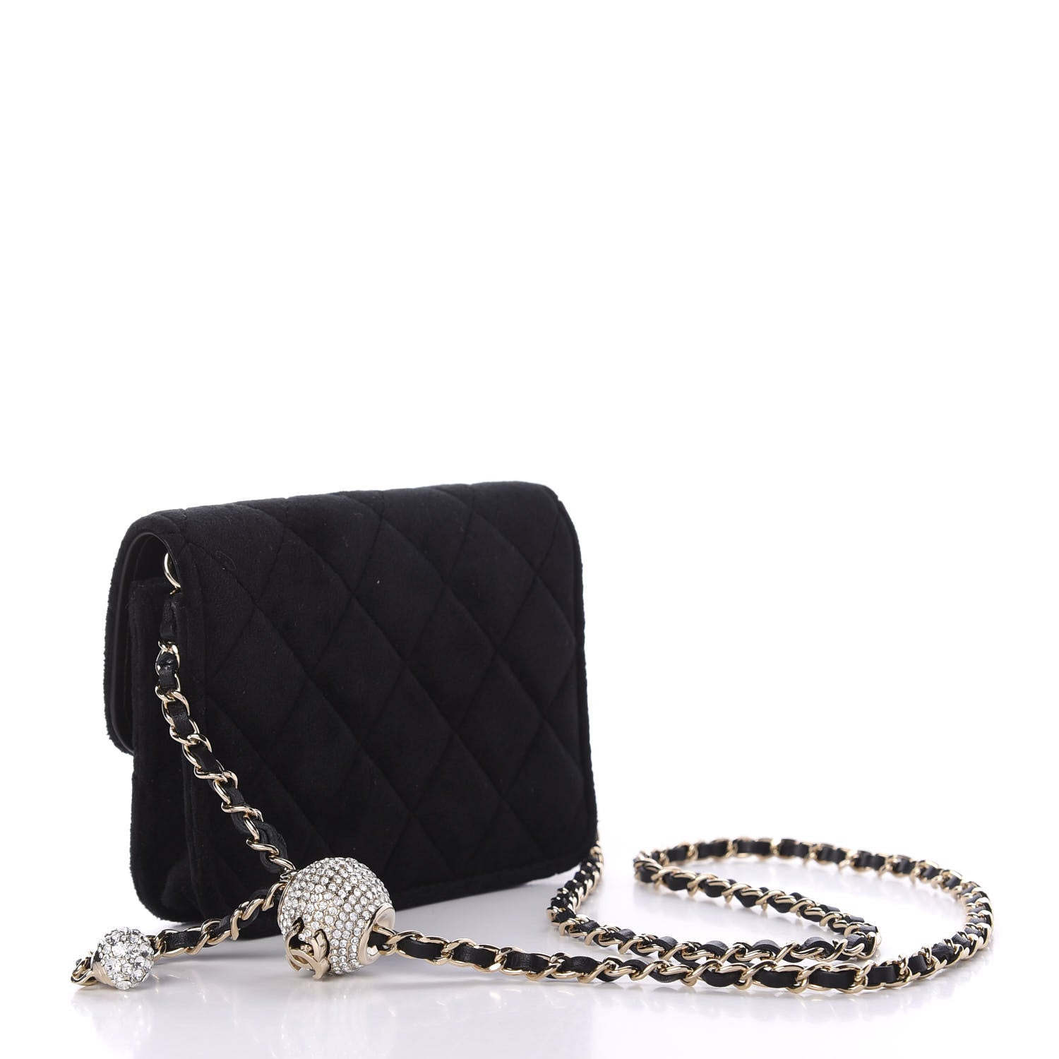 Chanel Velvet Quilted Pearl Crush Clutch With Chain Black 4 of 13