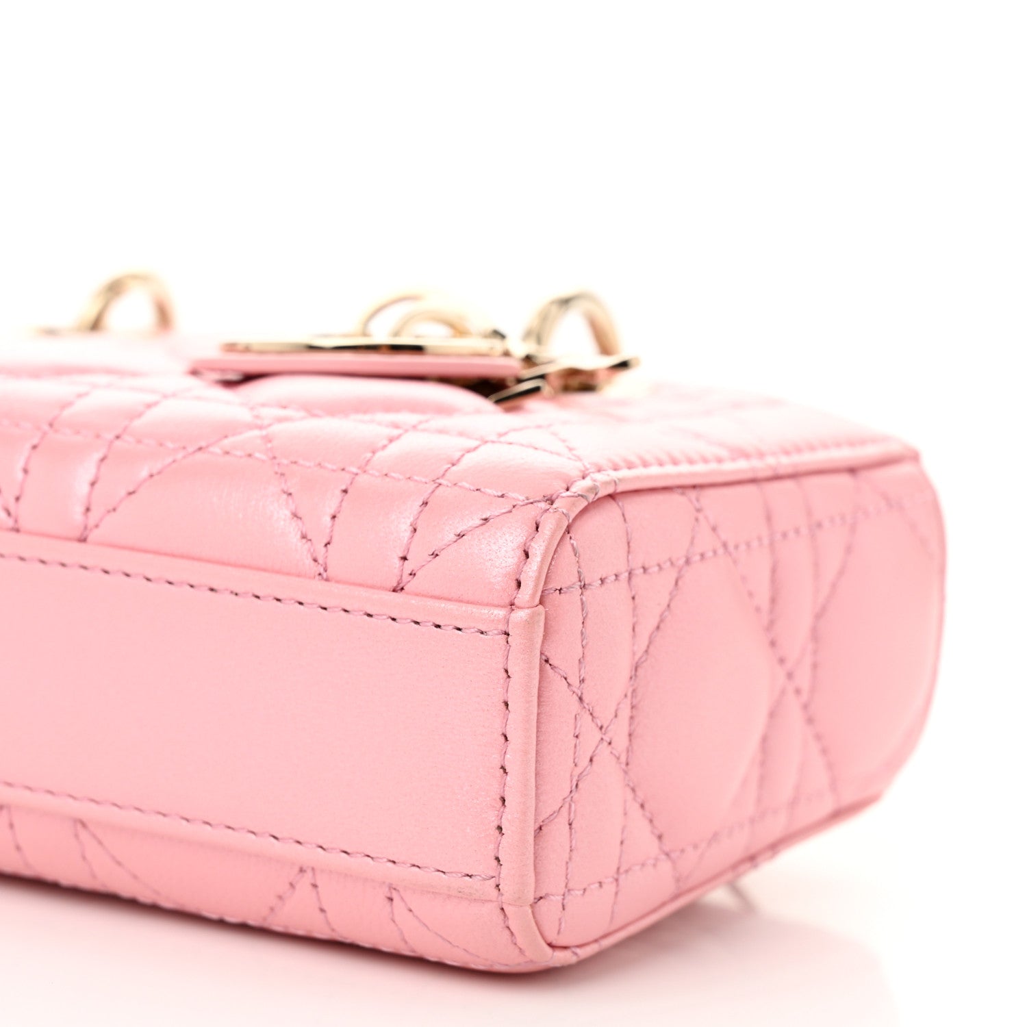 Christian Dior Metallic Lambskin Cannage Micro Lady D-Joy Pink
