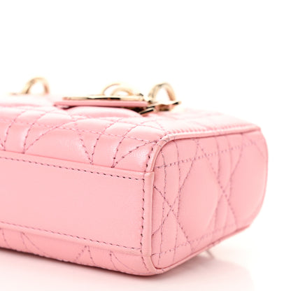 Christian Dior Metallic Lambskin Cannage Micro Lady D-Joy Pink 10 of 11