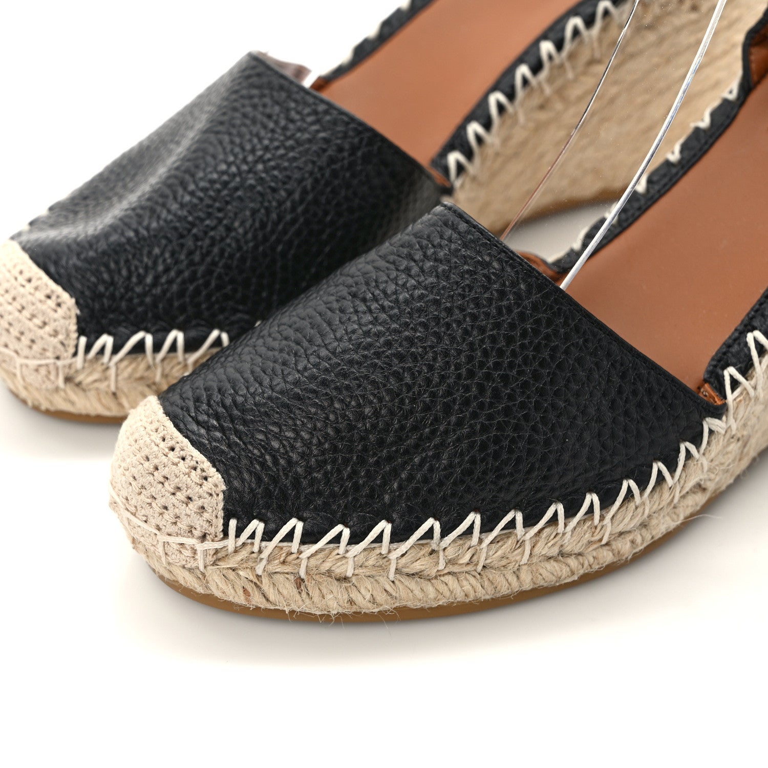 Valentino Garavani Grained Calfskin Rockstud Ankle Wrap Espadrille 15/85mm Wedges 37 Black Light Cuir 8 of 8