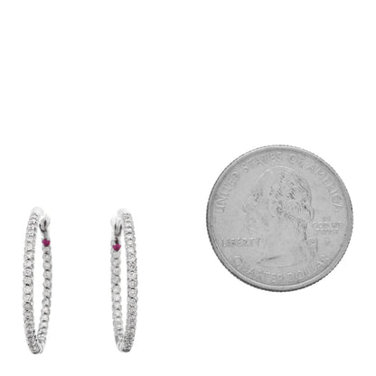Roberto Coin 18K White Gold Diamond Pave Hoop Earrings 2 of 5