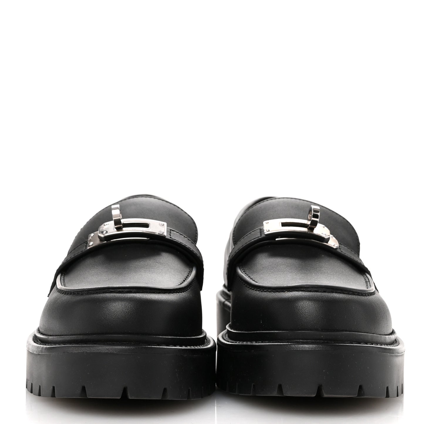 Calfskin Womens Icone Loafers 36.5 Black