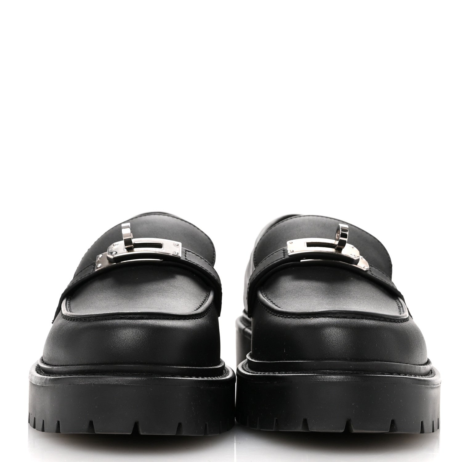 Hermes Calfskin Womens Icone Loafers 36.5 Black 3 of 10
