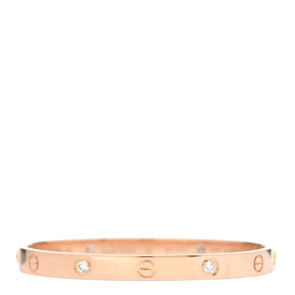 Cartier 18K Pink Gold 4 Diamond LOVE Bracelet 18 3 of 8