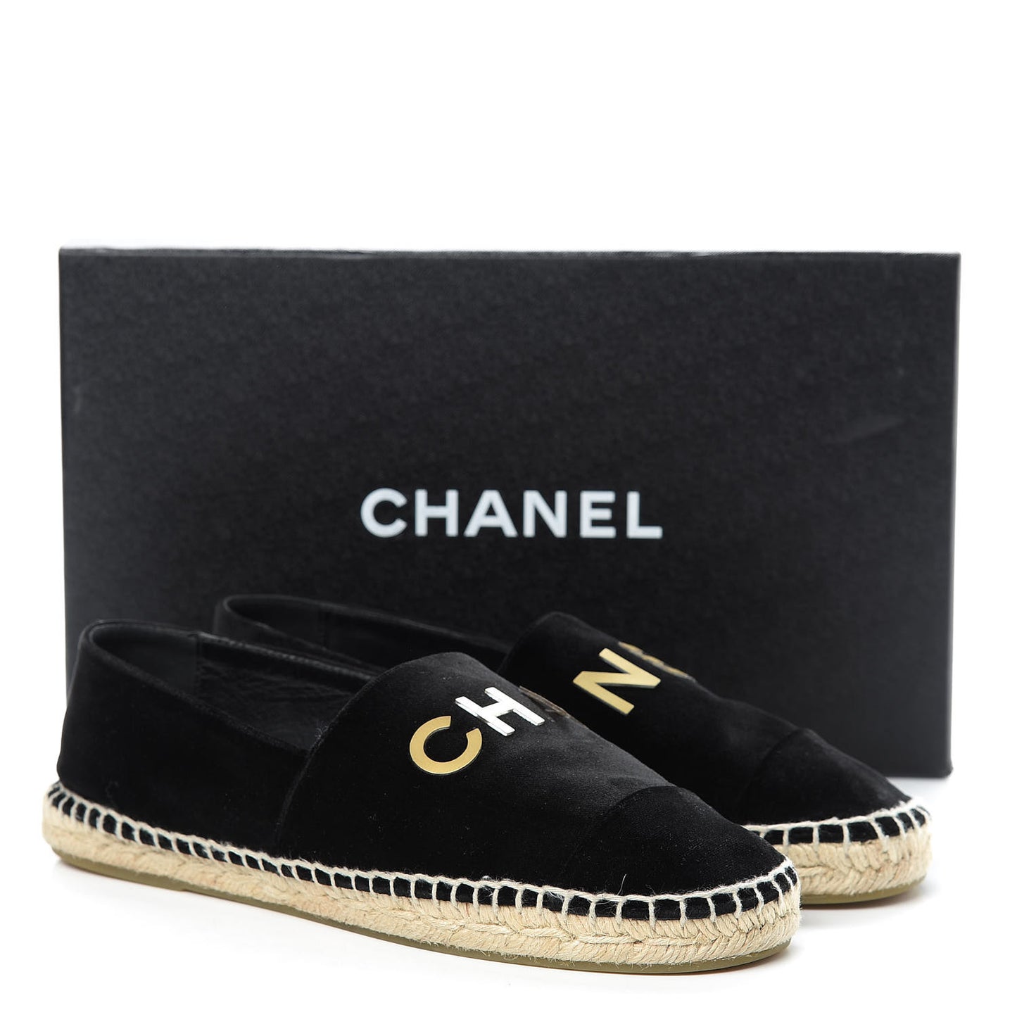Velvet Logo Espadrilles 38 Black