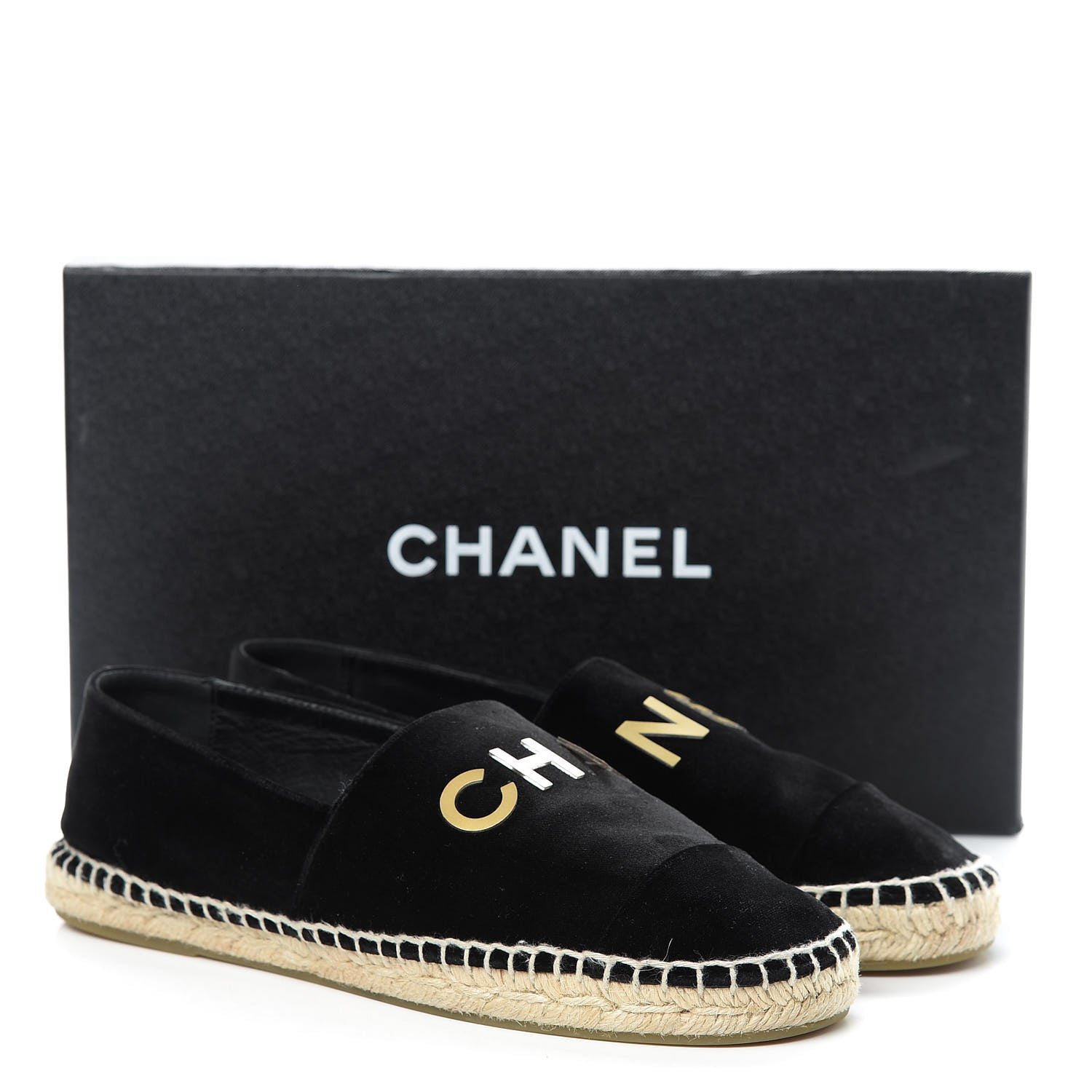 Chanel Velvet Logo Espadrilles 38 Black 12 of 12