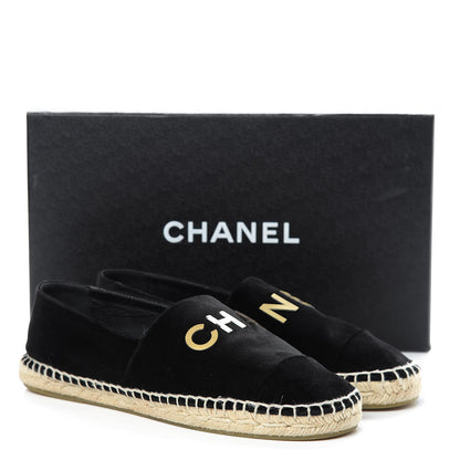 Chanel Velvet Logo Espadrilles 38 Black 12 of 12