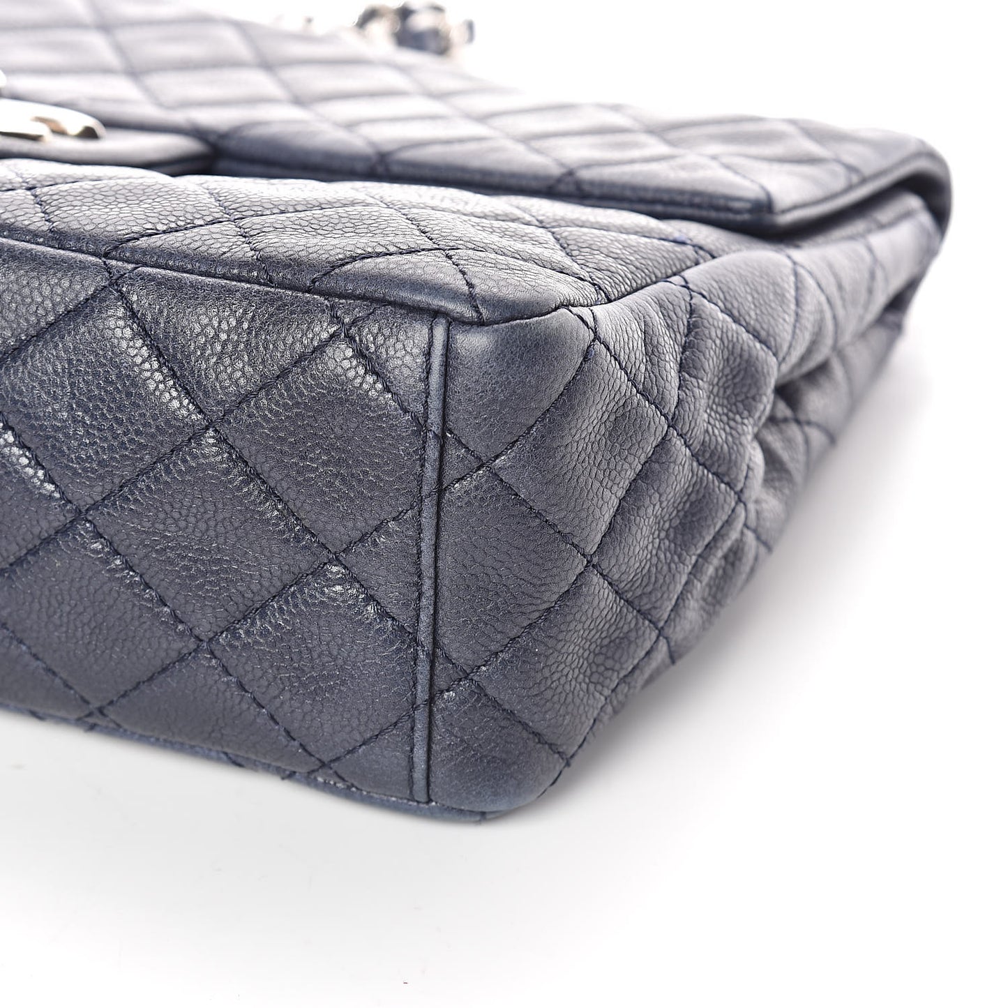 Washed Caviar Quilted Maxi Single Flap Blue