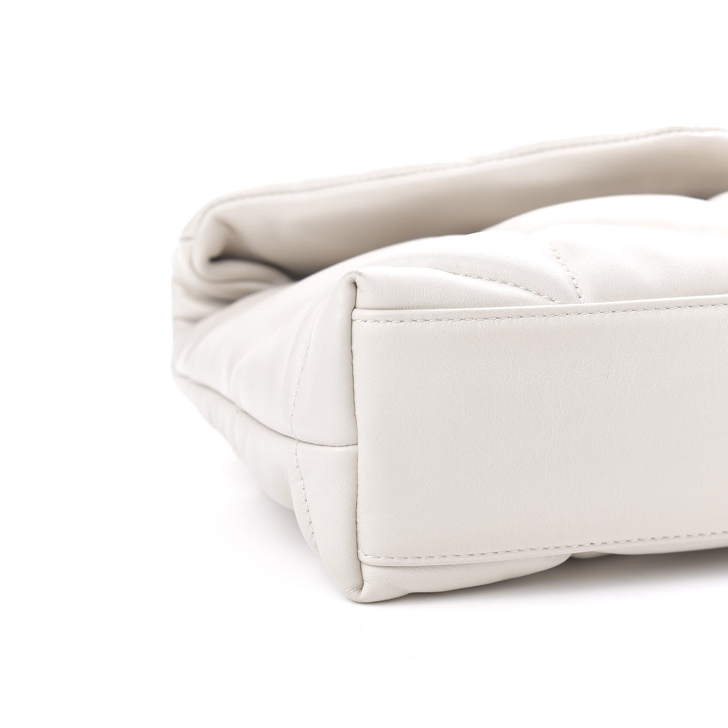 Saint Laurent Lambskin Quilted Toy Loulou Puffer Monogram Chain Satchel Blanc Vintage 10 of 12