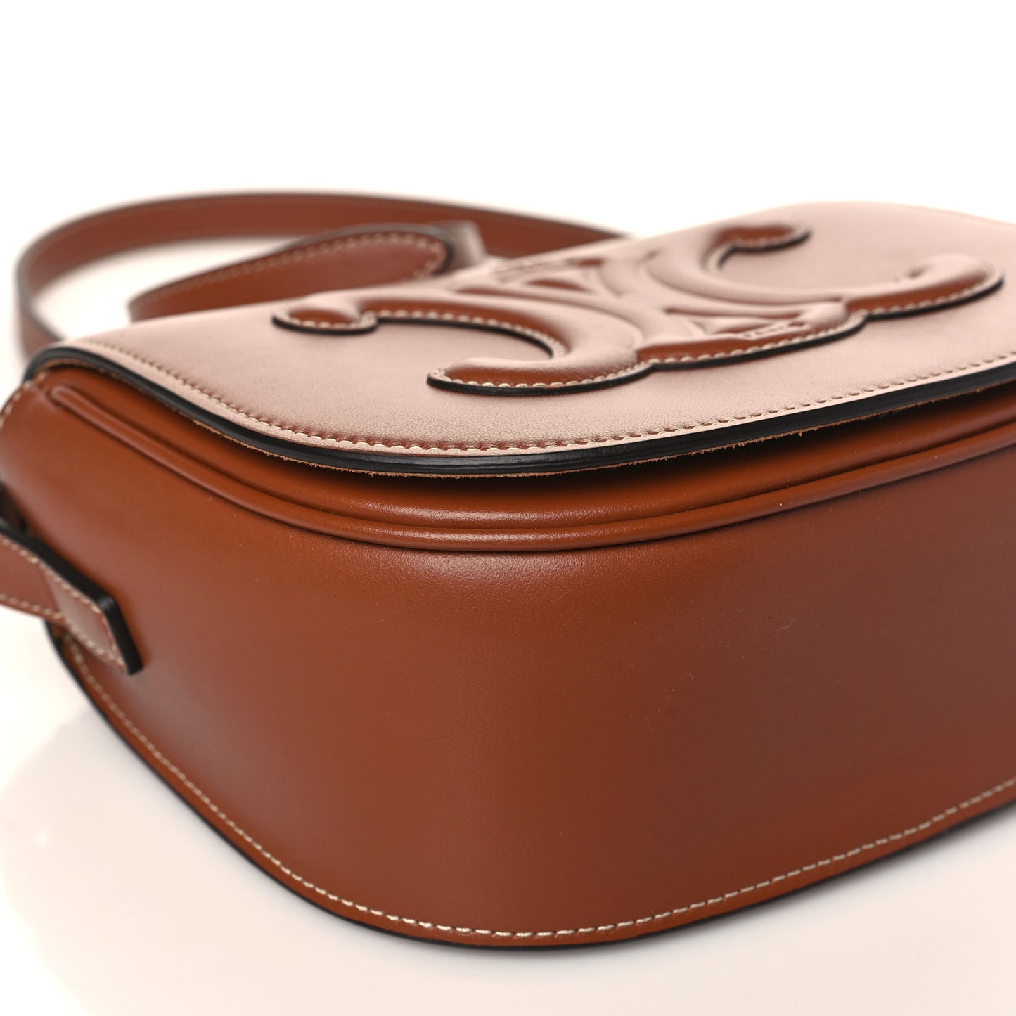 Smooth Calfskin Cuir Triomphe Folco Crossbody Bag Tan