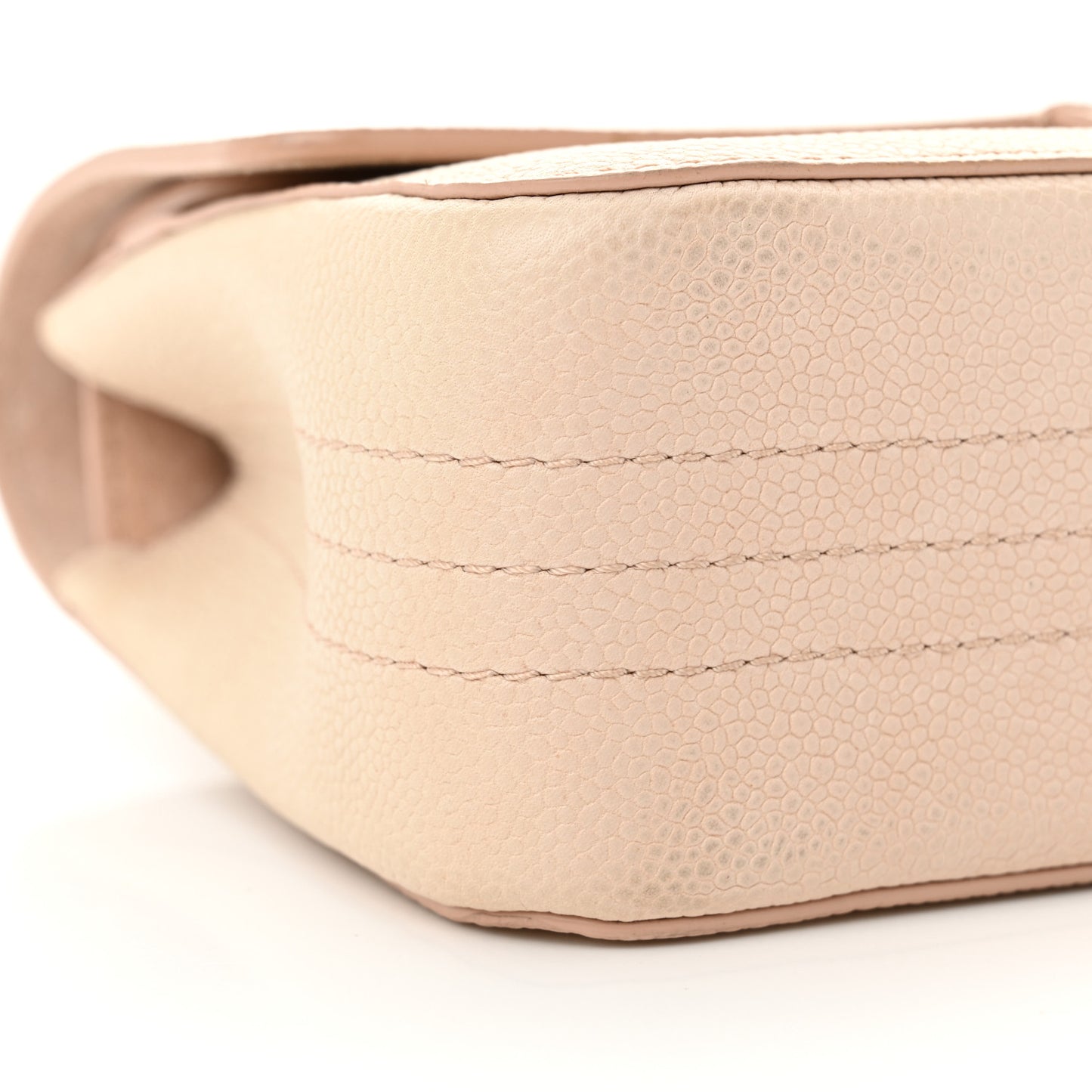 Grained Calfskin Medium Classic Pure Double Flap Nude