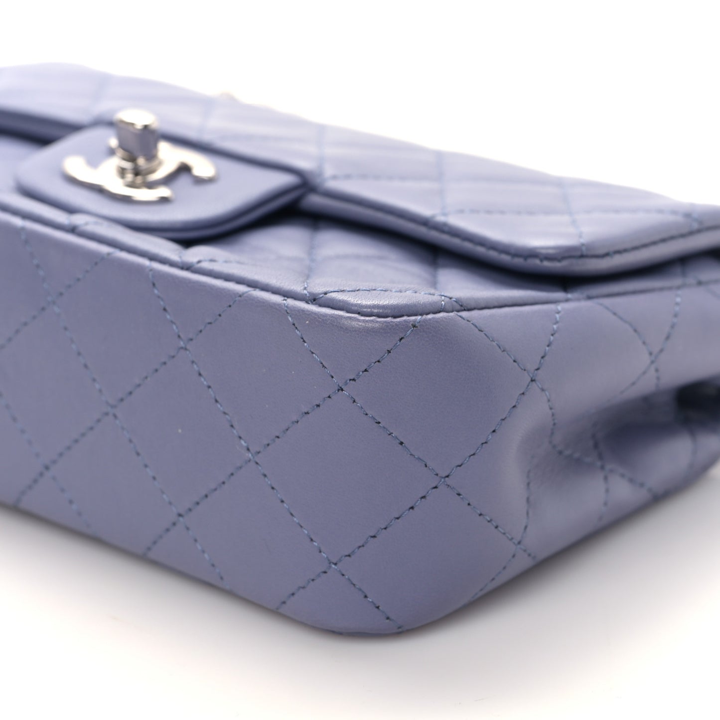 Lambskin Quilted Mini Rectangular Flap Light Purple