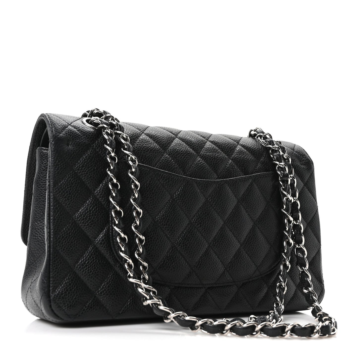 Caviar Quilted Medium Double Flap Black