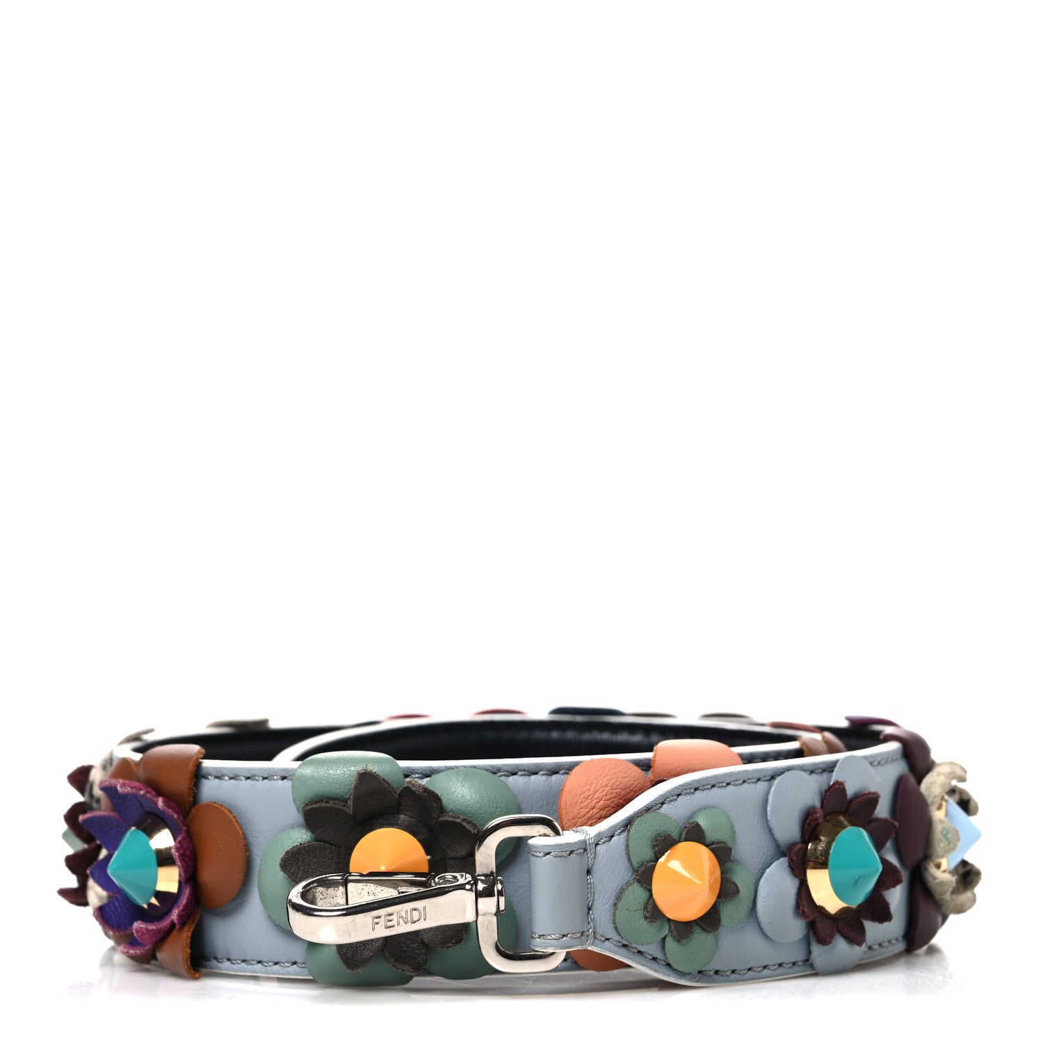 Fendi Vitello Dolce Flowerland Bi-Color Studded Strap You Blue Multicolor 1 of 5