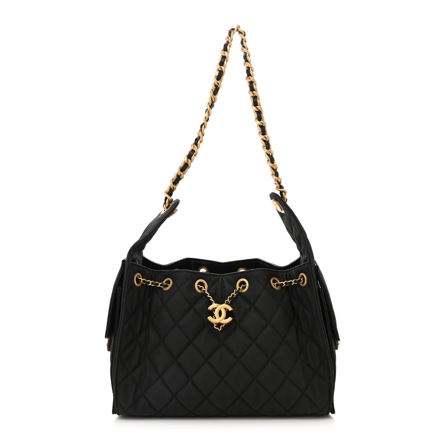 Canvas Quilted Small Chanel 25 Handbag Black