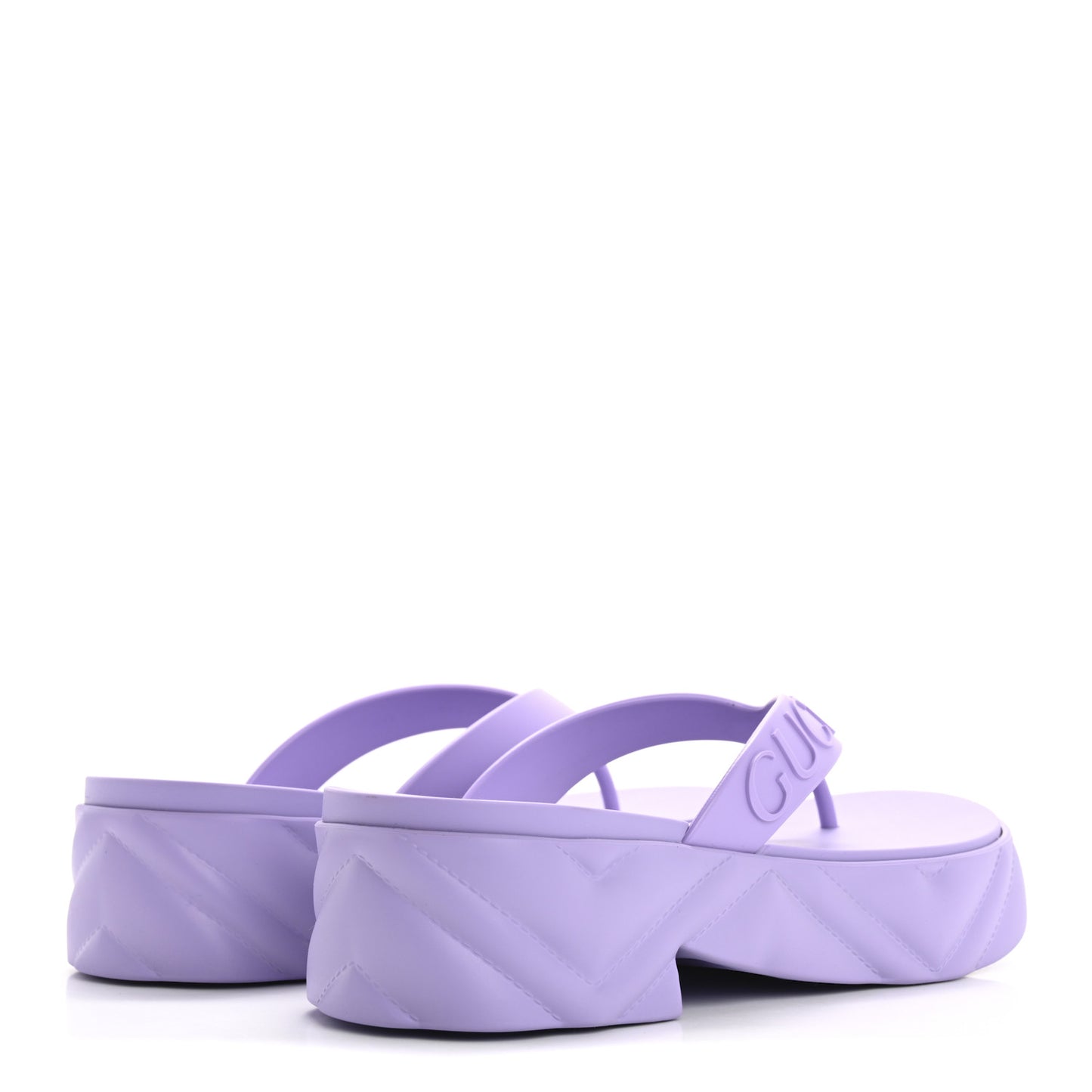 Rubber Chevron Logo Embossed Womens Thong Platform Sandals 38 Lapis