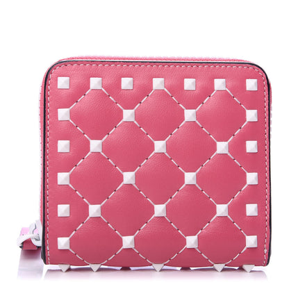 Valentino Garavani Lambskin Free Rockstud Spike Compact Zip Around Wallet Shadow Pink 1 of 7