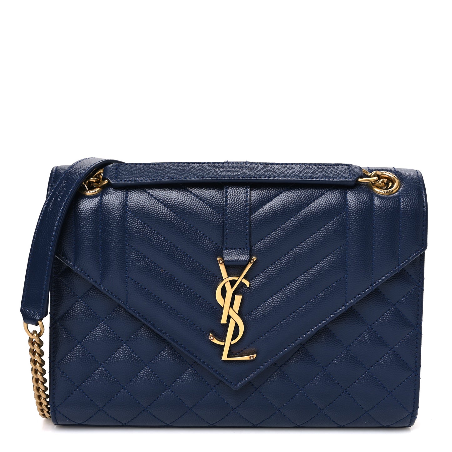 Grain De Poudre Textured Mixed Matelasse Triquilt Medium Monogram Satchel Deep Marine