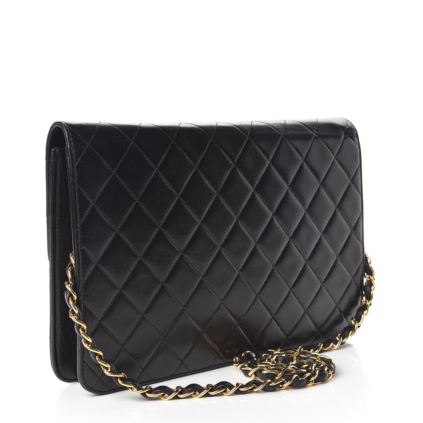 Lambskin Quilted Medium Single Flap Black