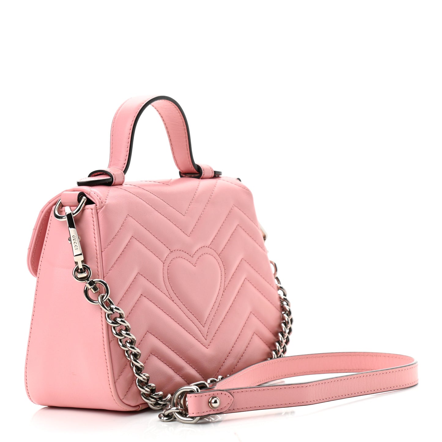 Calfskin Matelasse Mini GG Marmont Top Handle Shoulder Bag Wild Rose