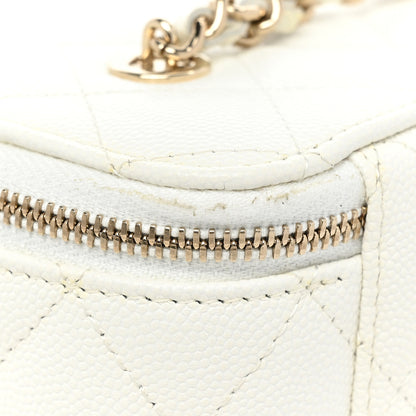 Chanel Caviar Quilted Small Vanity Case With Chain White 10 of 11