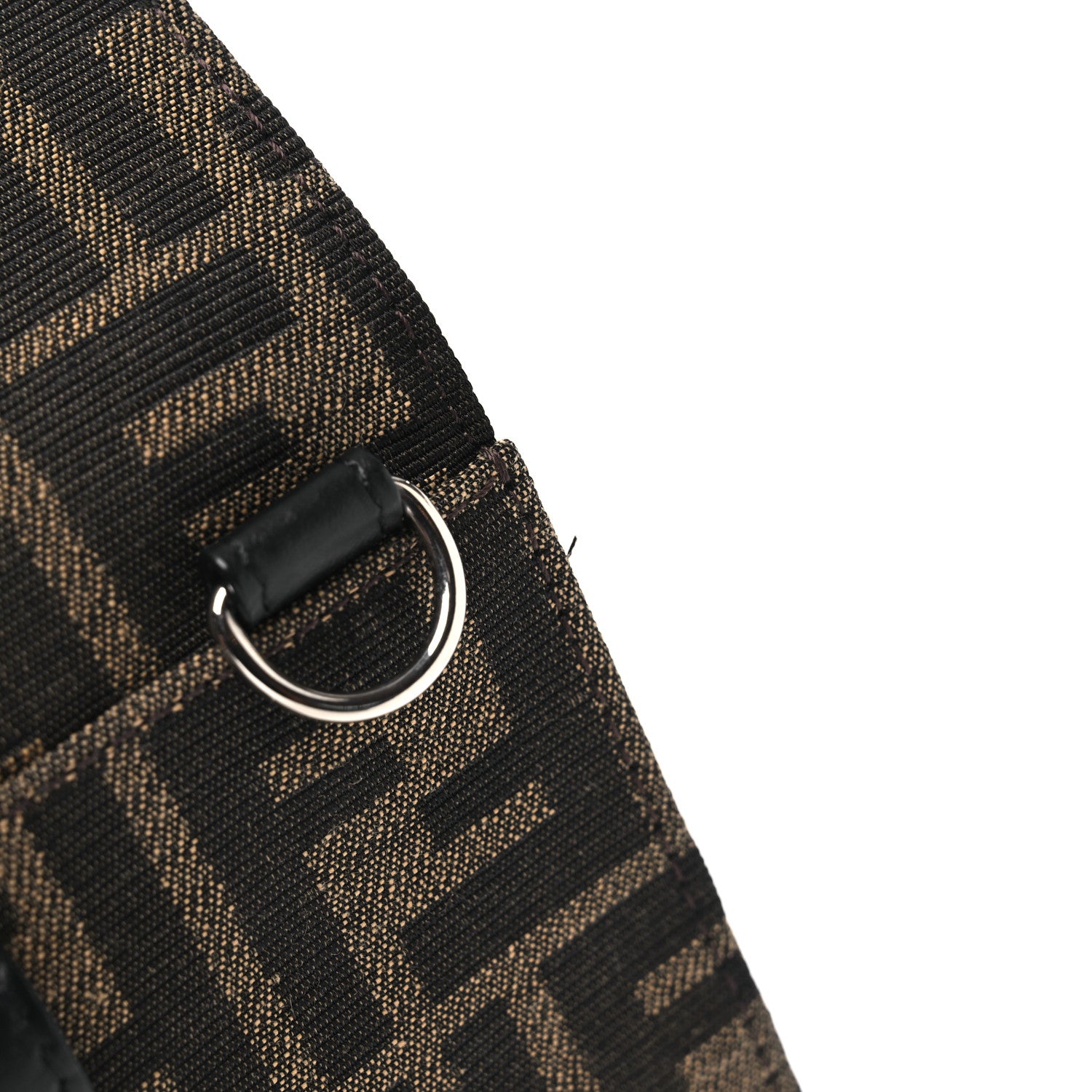 Fendi Recycled Fabric Jacquard Vitello Grace FF 1974 Baguette Belt Pouch Tobacco Moro Black 11 of 12