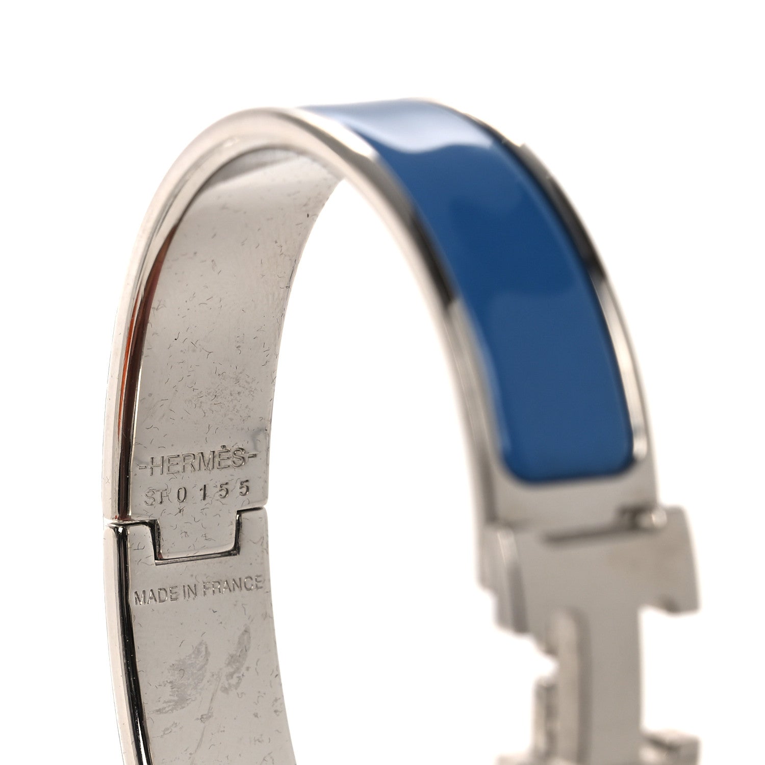 Hermes Enamel Narrow Clic Clac H Bracelet PM Bleu Turquin 4 of 5