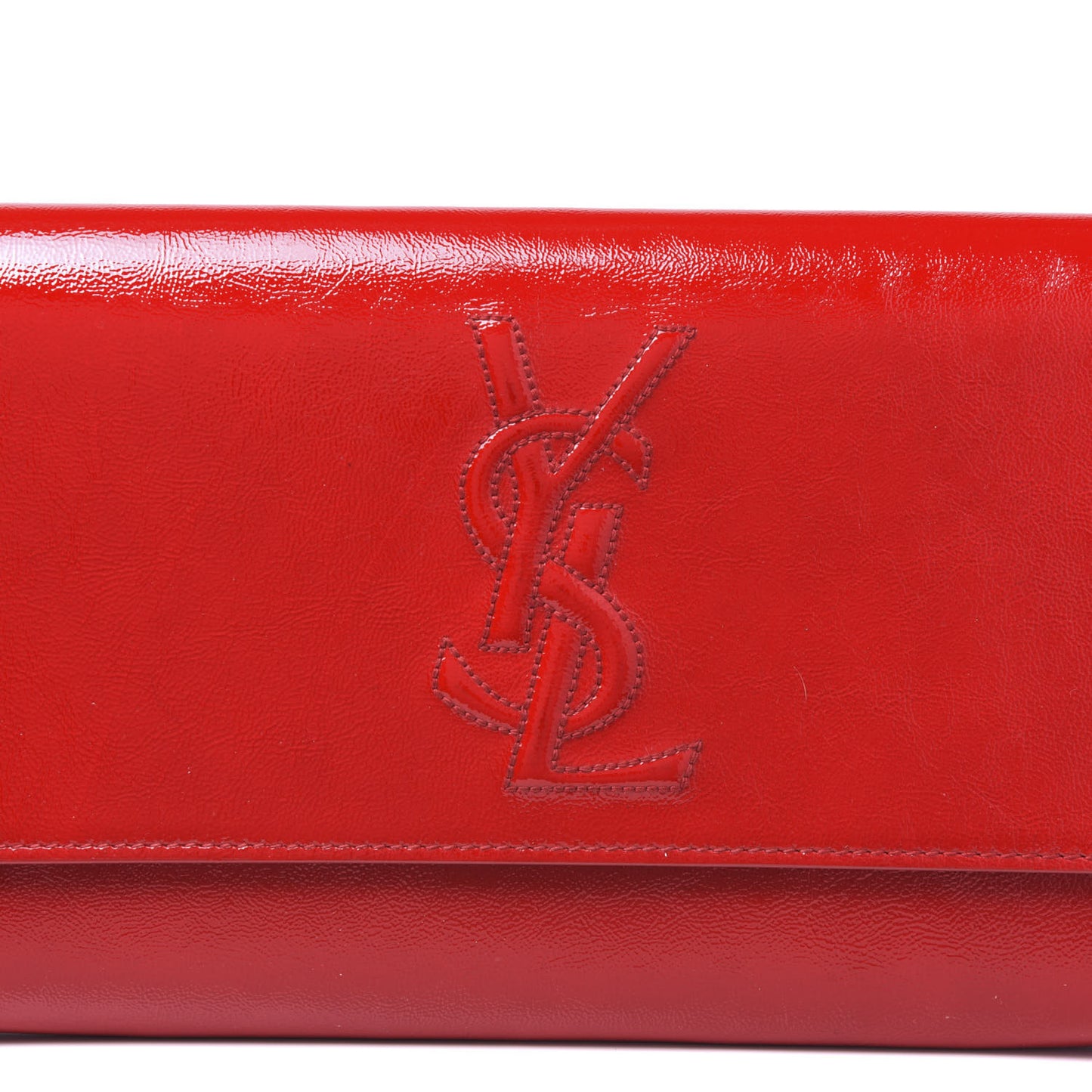 Textured Patent Monogram Large Belle De Jour Clutch Red