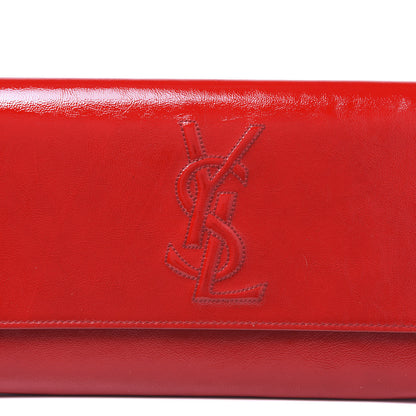 Saint Laurent Textured Patent Monogram Large Belle De Jour Clutch Red 8 of 8