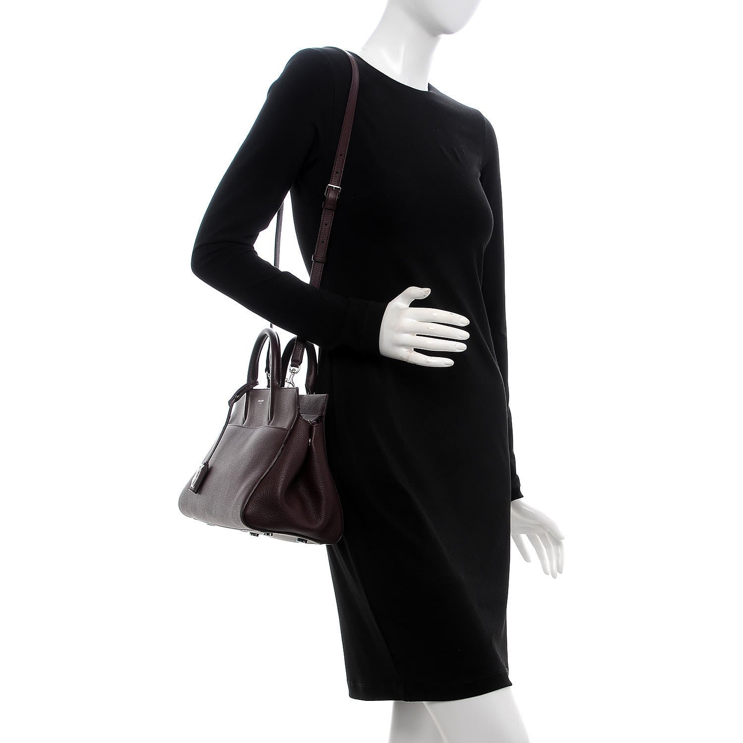 Saint Laurent Grained Calfskin Small Cabas Rive Gauche Amaranto 2 of 7