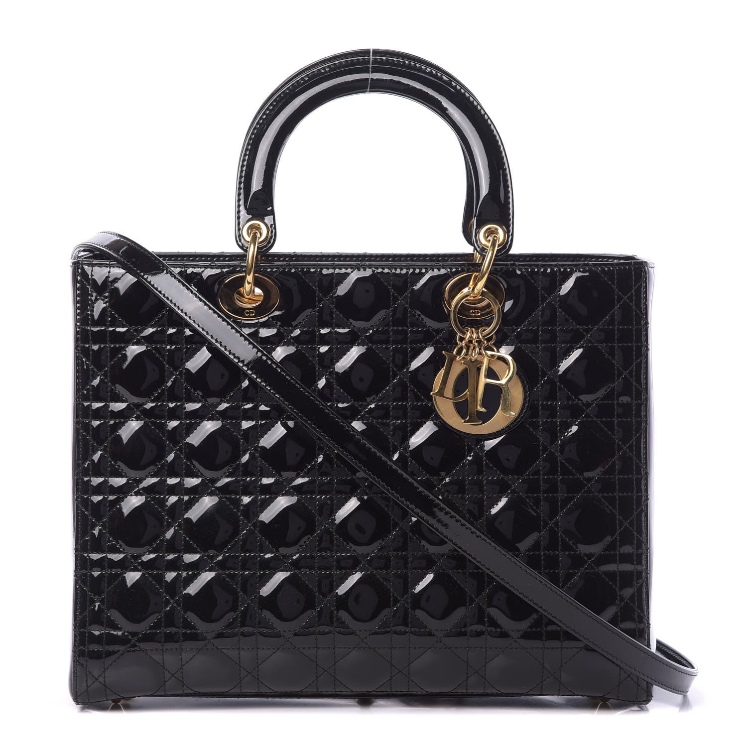 Christian Dior Patent Cannage Large Lady Dior Black 1 of 10