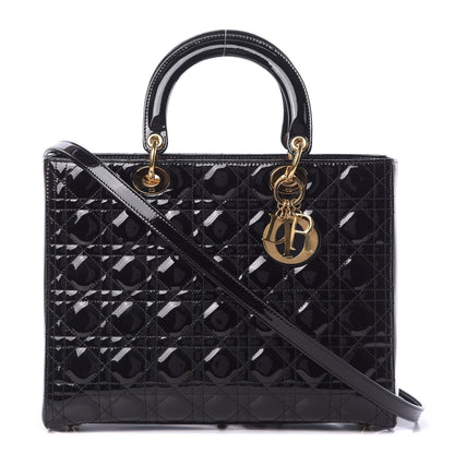 Christian Dior Patent Cannage Large Lady Dior Black 1 of 10