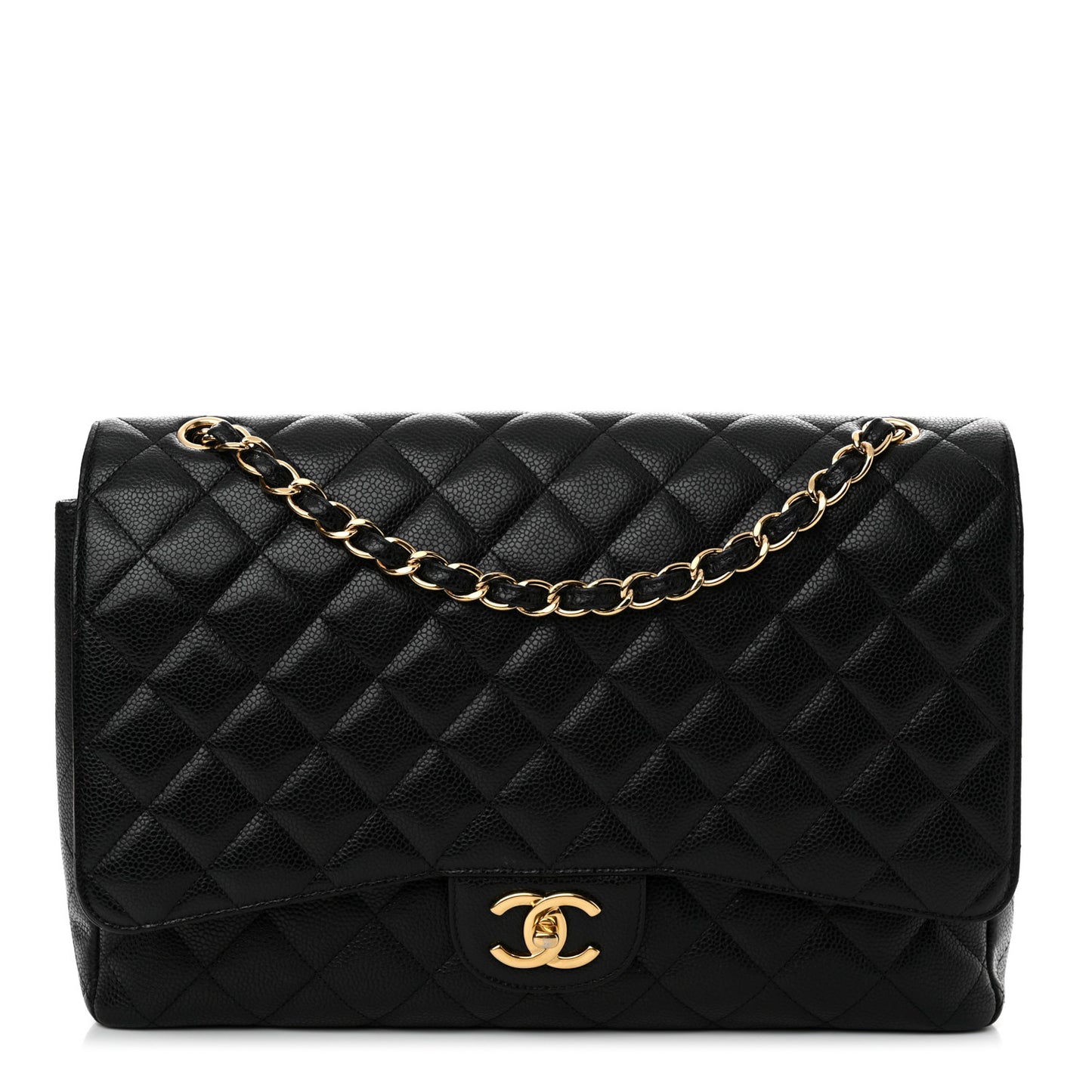 Caviar Quilted Maxi Double Flap Black