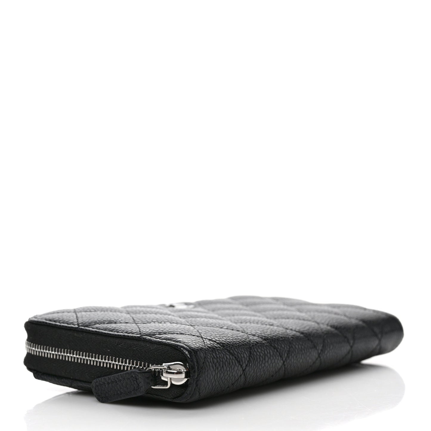Caviar Quilted Large Gusset Zip Around Wallet Black
