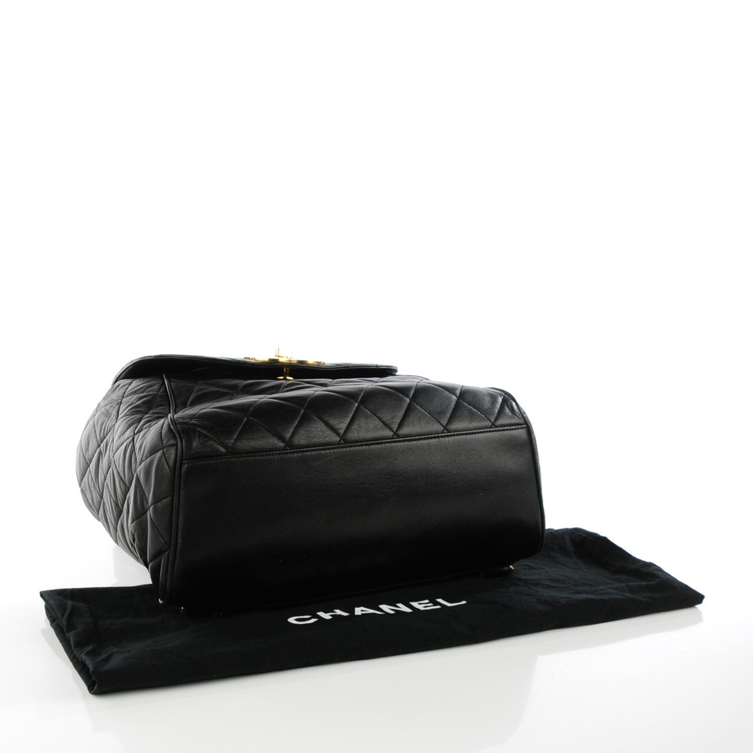 Chanel Lambskin Quilted Drawstring Backpack Black 4 of 9