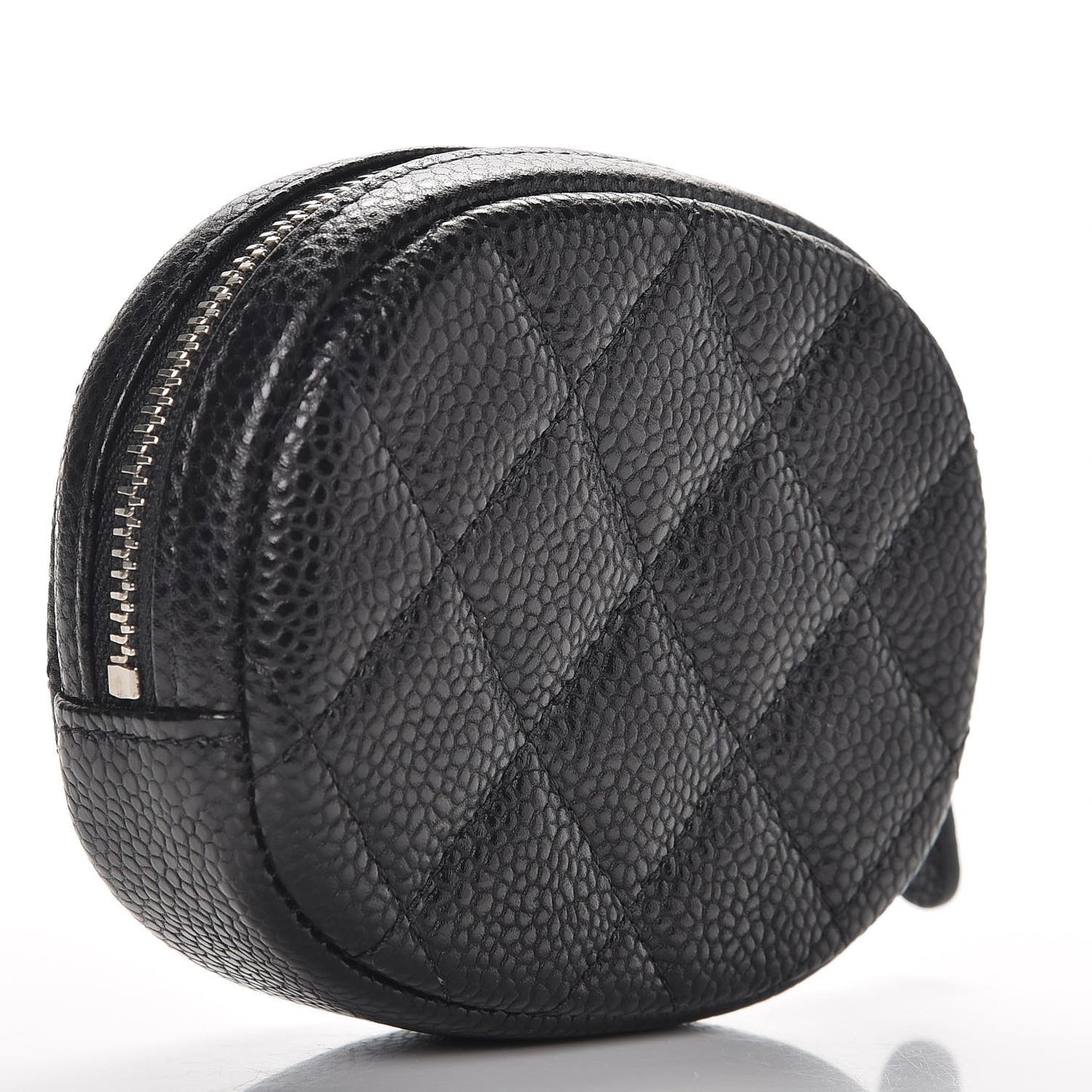 Caviar Quilted Zip Around Classic Coin Purse Black