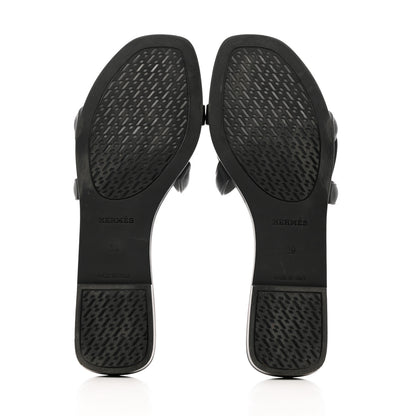 Hermes Rubber Aloha Sandals 39 Black 5 of 14
