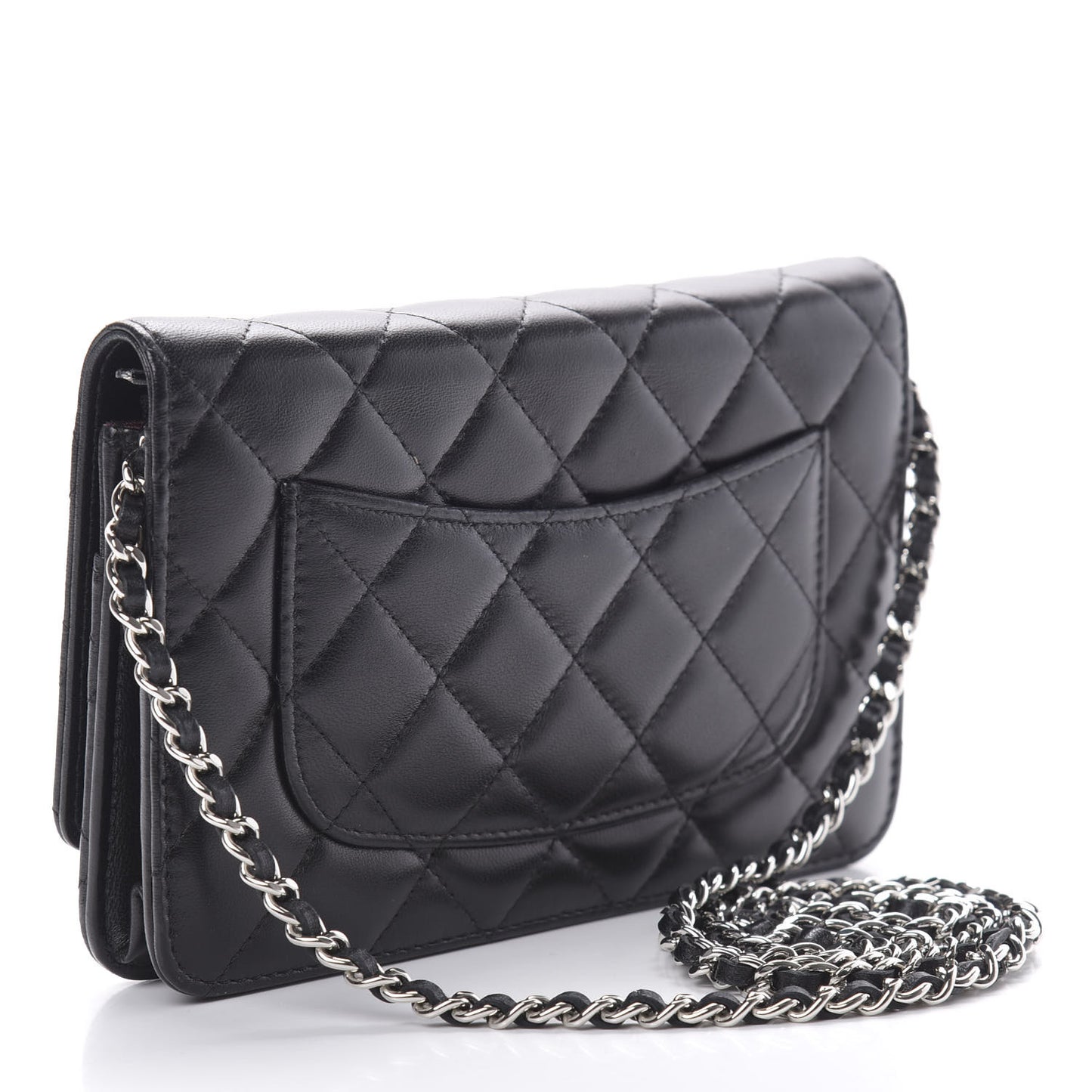 Lambskin Quilted Wallet On Chain WOC Black