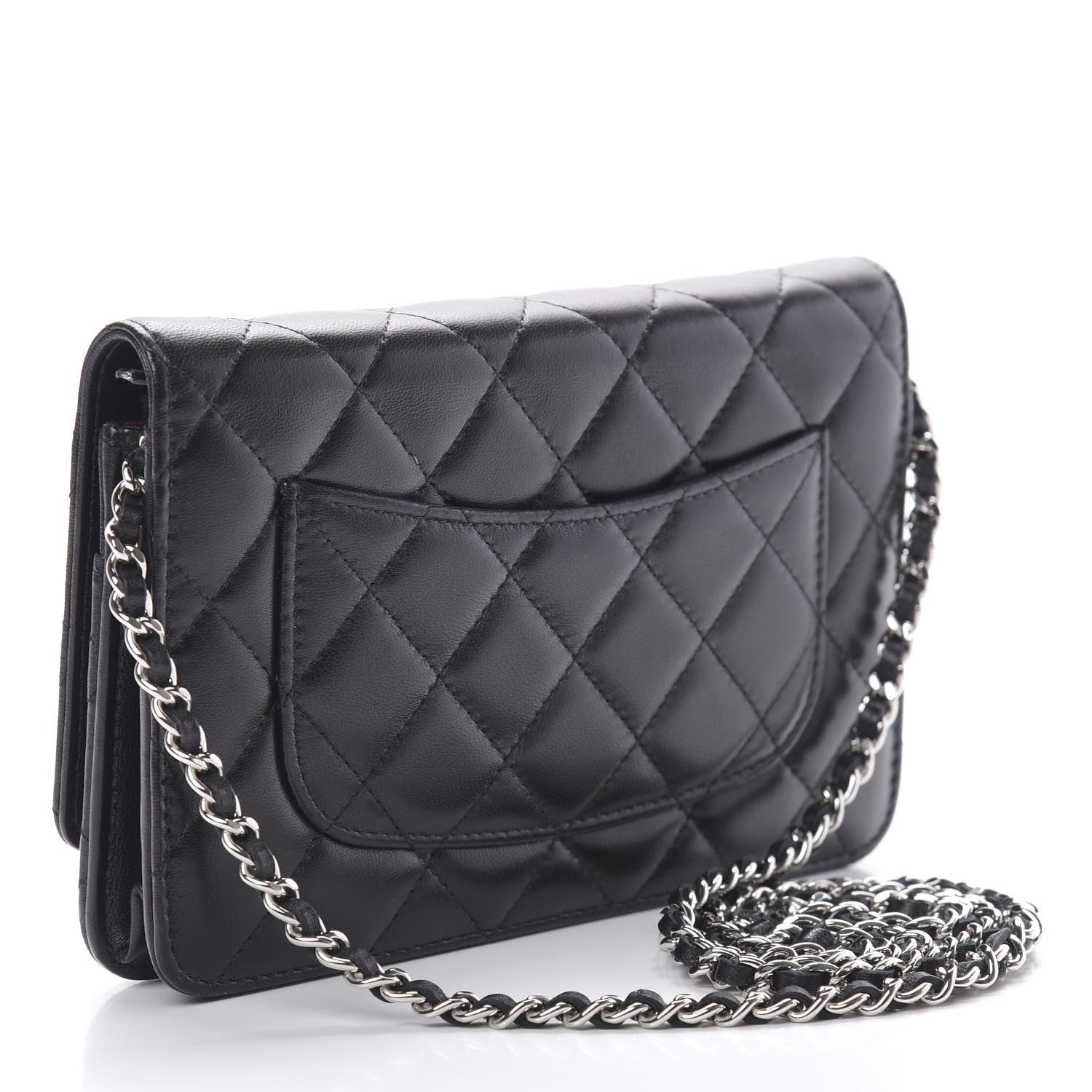 Chanel Lambskin Quilted Wallet On Chain WOC Black 3 of 14