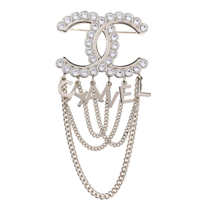 Chanel Metal Crystal Bow-tiful CC Chain Brooch Gold 1 of 3