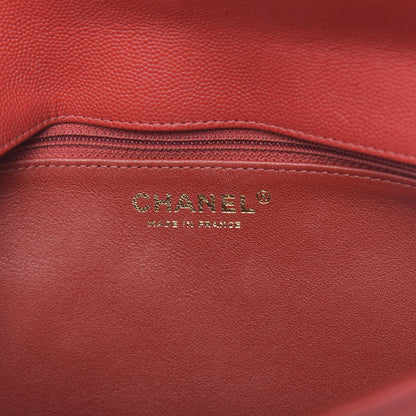 Chanel Caviar Quilted Flap Clutch Red 6 of 10
