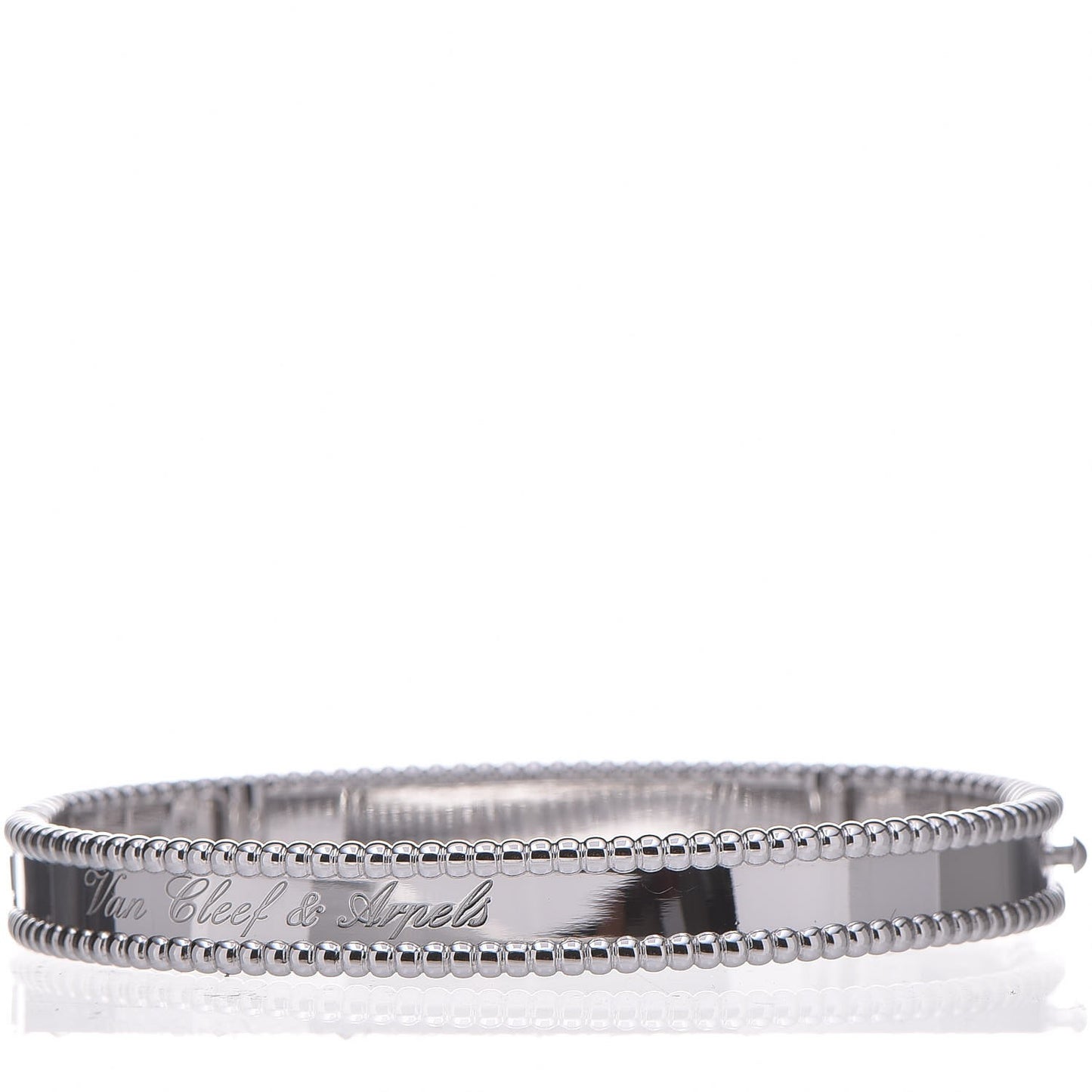 18K White Gold Perlee Signature Bangle Bracelet M