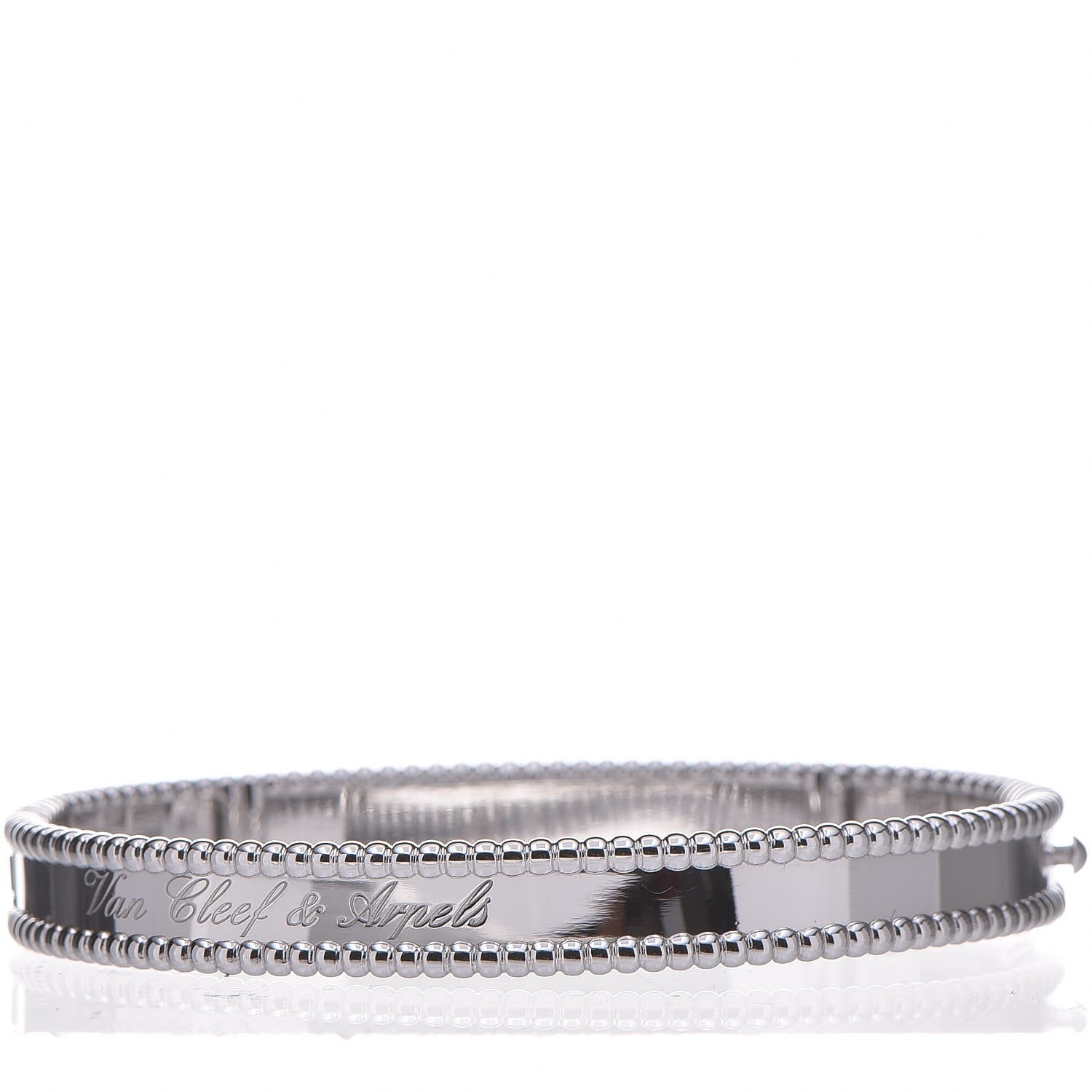 Van Cleef & Arpels 18K White Gold Perlee Signature Bangle Bracelet M 3 of 8